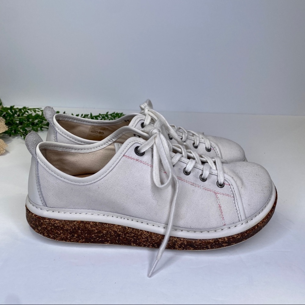 Birkenstock Santa Cruz White Canvas Round Toe Oxford Sneakers Size 37 Narrow